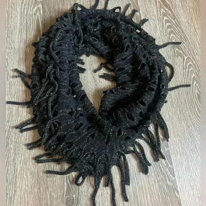 Women’s Black and Gold Infinity Scarf. One size